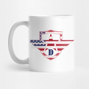 Letter D American Flag Monogram Initial Mug